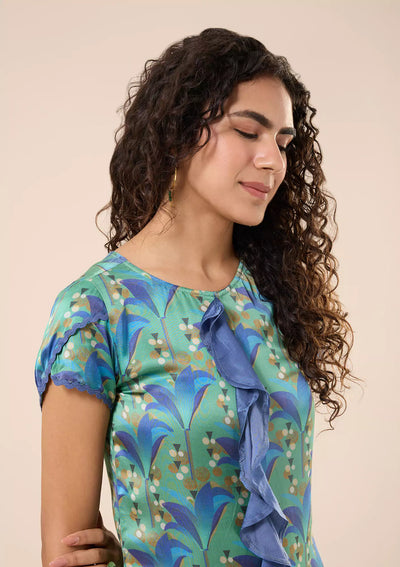 Yuri Printed Floral Ruffle Dress