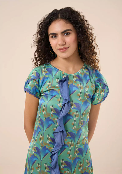 YURI Printed floral ruffle dress