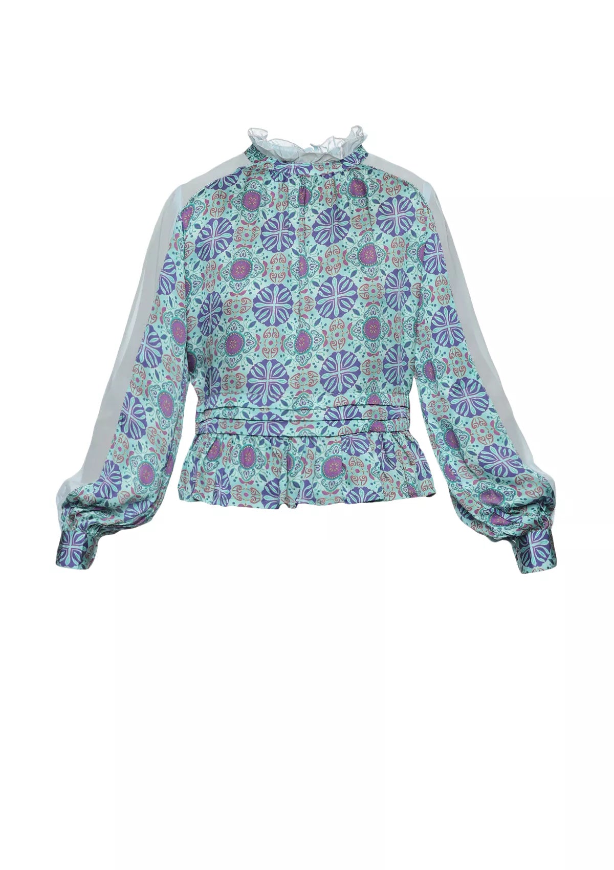 Buy Zaraa - Arabesque Frill Collar Blouse Online