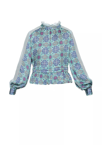 Buy Zaraa - Arabesque Frill Collar Blouse Online