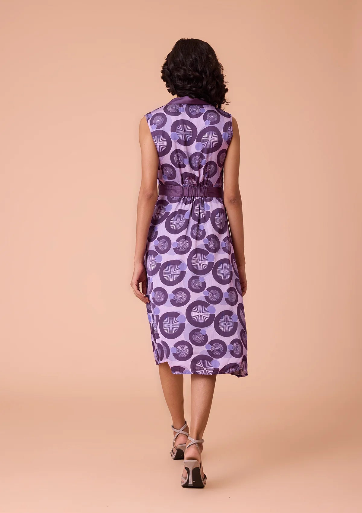 Buy Nyra Abstract Circle Print A Line Dress With Belt