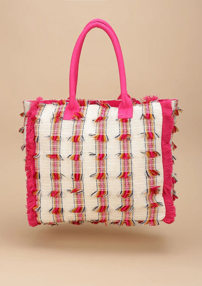 Acrylic Fringed Handcrafted tote bag for women