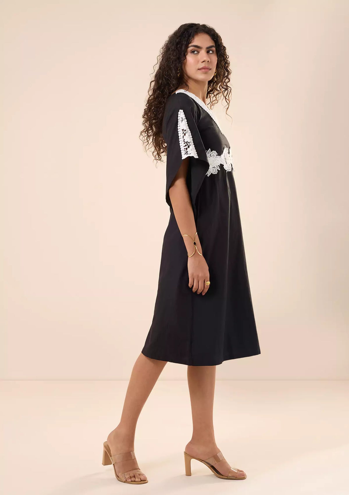 Adira Black Floral Waist Dress price for women at IshqME