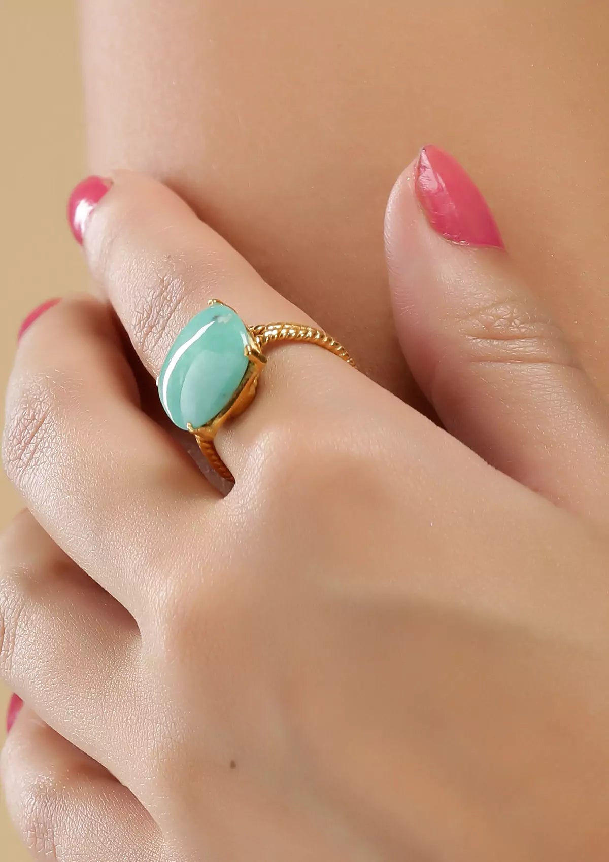 Gold plated amethyst studded adjustable ring for women