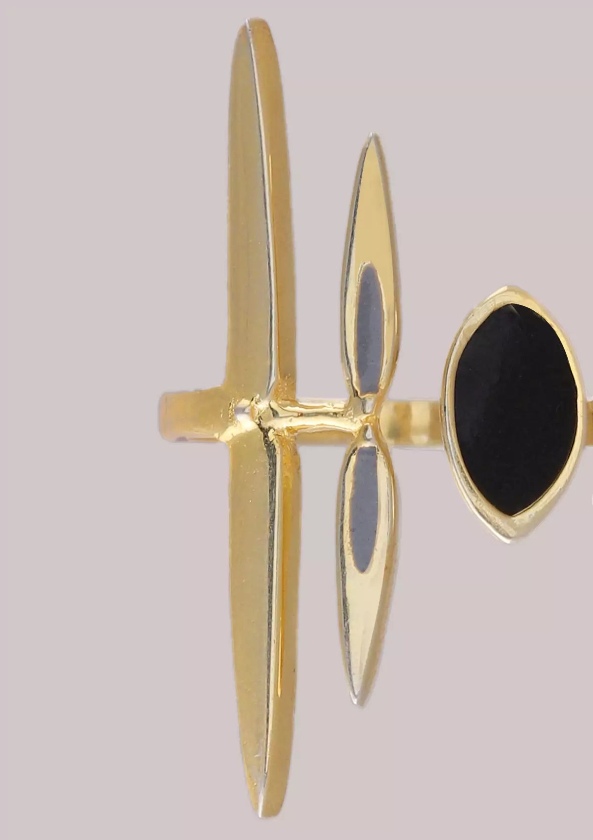 Gold plated long wrap adjustable ring for women
