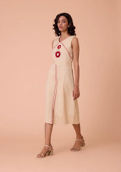 Amara V Neck Embroidered Solid Dress Price