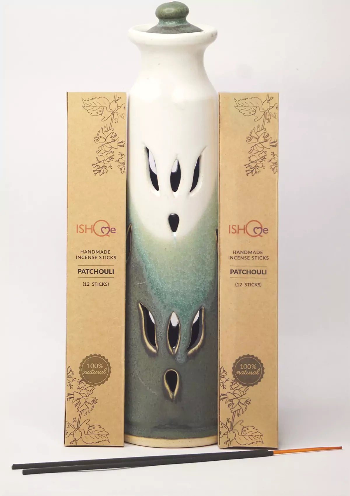 Incense ash catcher stand in Aquamarine Handmade Agarbatti Stand & Incense Sticks Combo \| Aromatherapy Ash Catcher for Relaxation & Home Decor