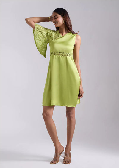 Artemis Lace Asymmetrical Neckline Dress