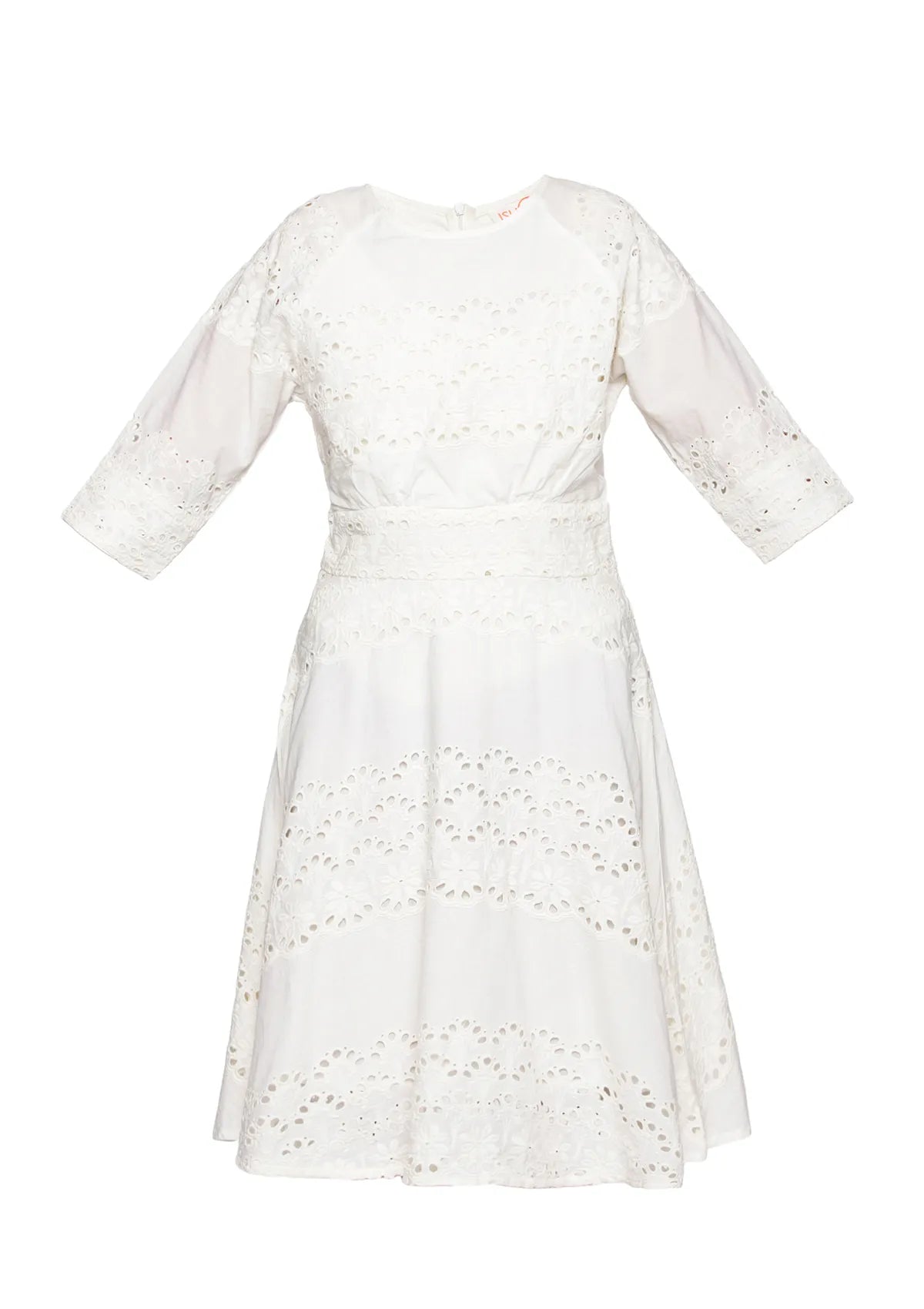 Astra Charming White Schiffli Dress online for women at IshqME