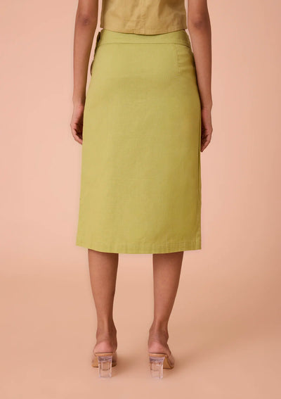 Aurenya Asymmetrical overlapping linen skirt
