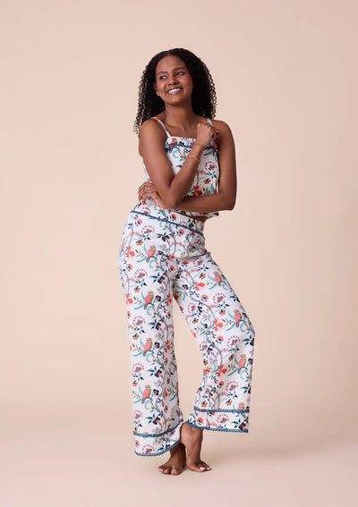 Athena - Crop Top and Trouser Set in Cotton Satin