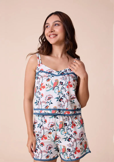 Athena - Double Strap Top and Shorts Set in Cotton Satin
