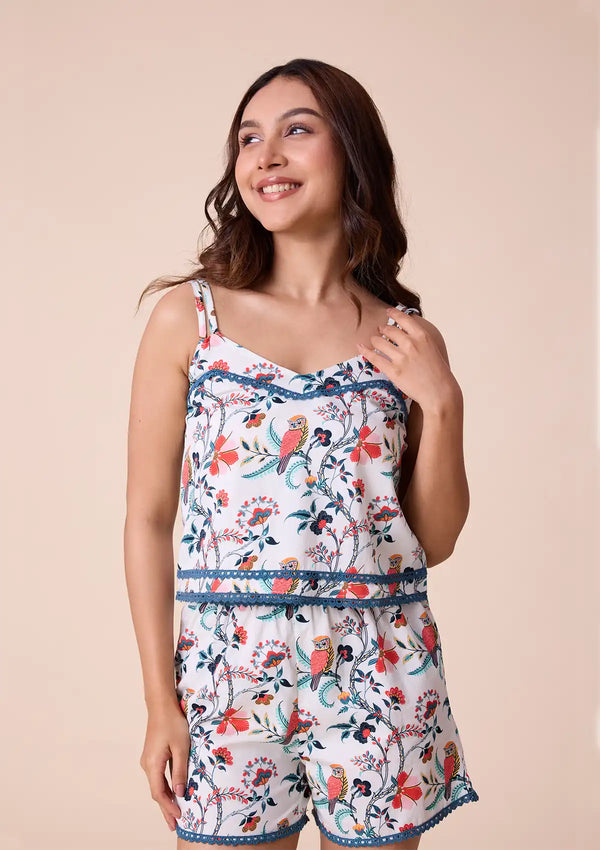 Athena - Double Strap Top and Shorts Set in Cotton Satin