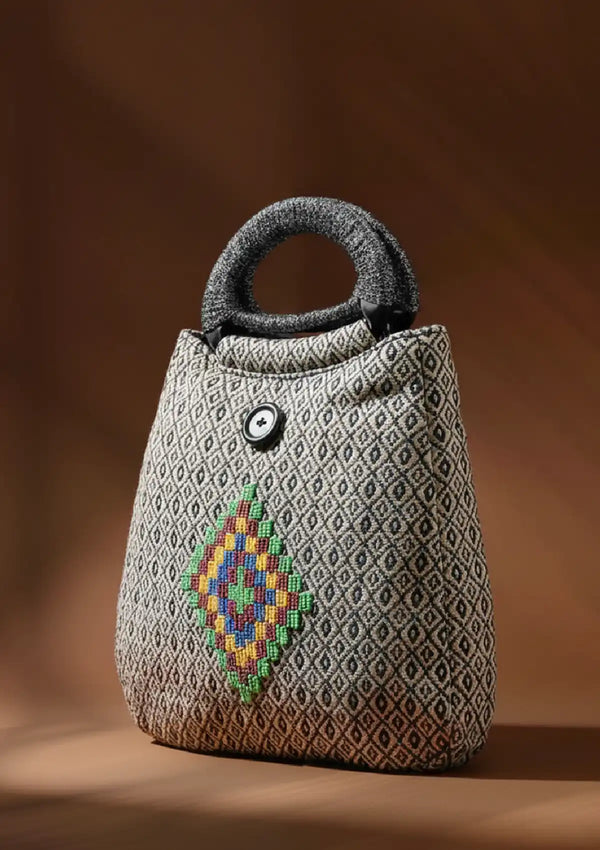 Jacquard Bag With Bead Work