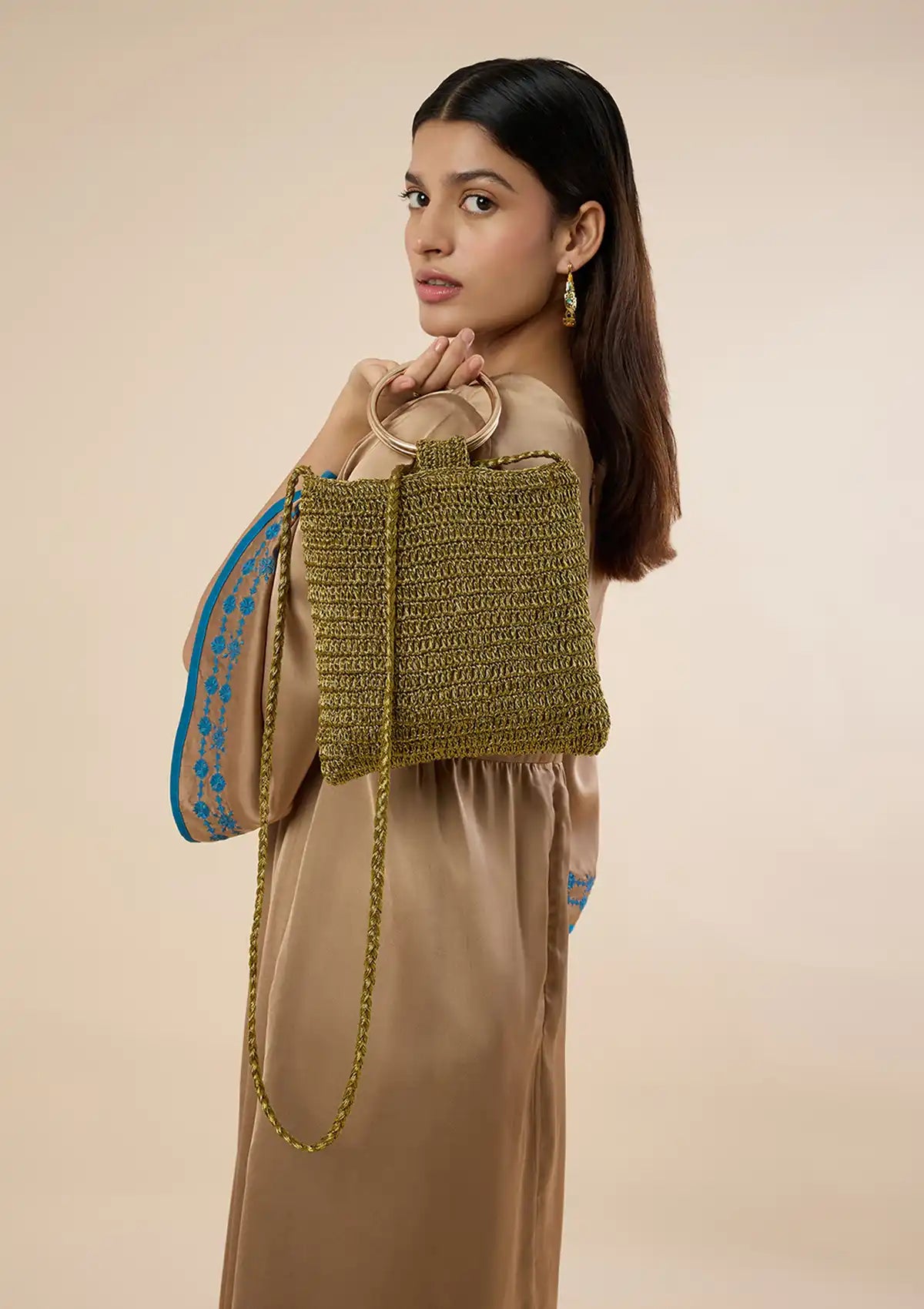 Shimmering Henna Metallic bag for women
