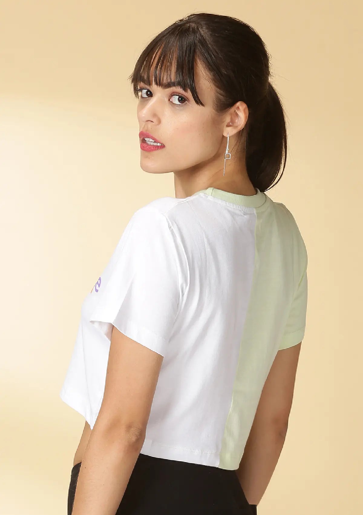 Best Cotton Cut Panel Green crop top for women by IshqME