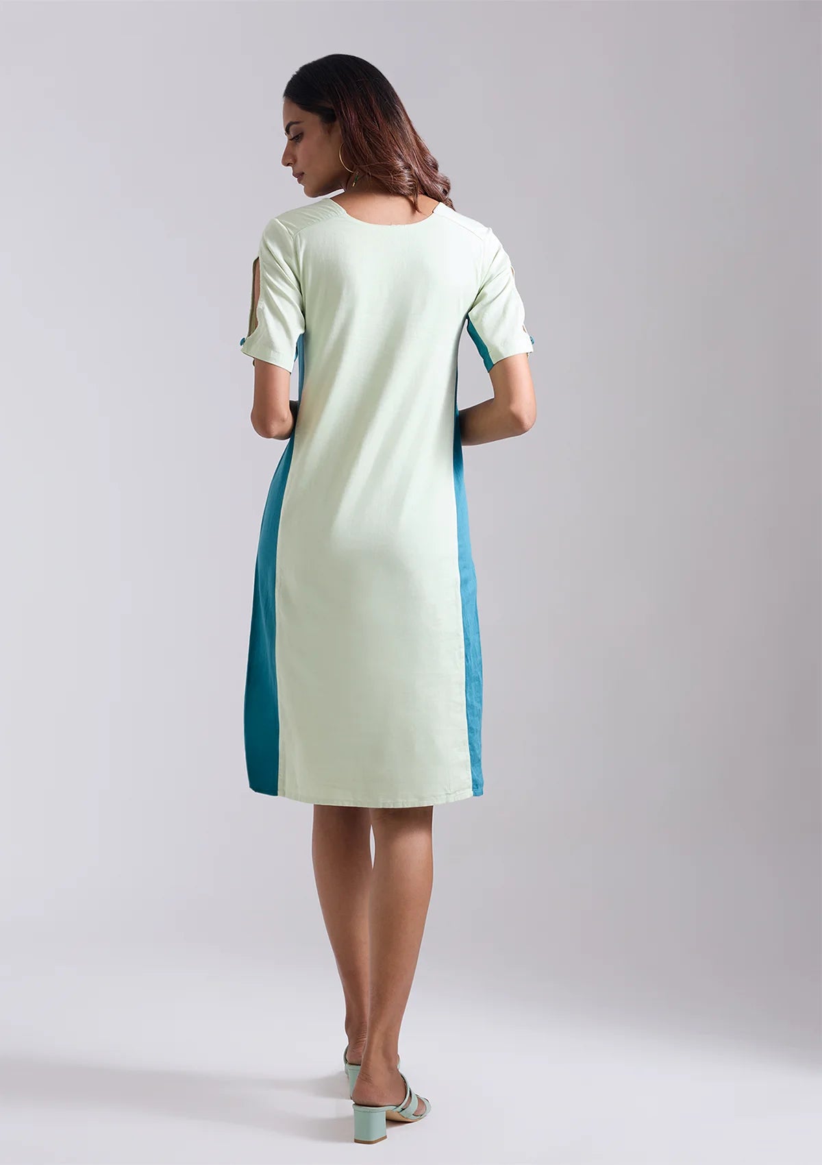 Best Fairuza Structured Teal Green Dress for women by IshqME