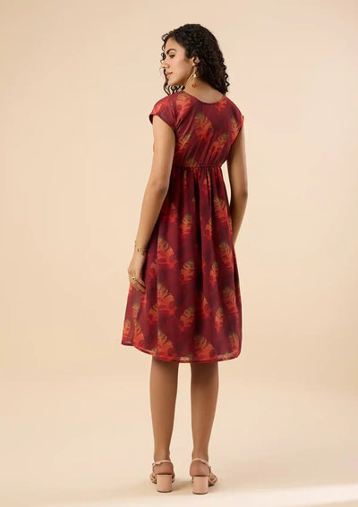 Best Jamboree Macaw Print Georgette Dress for women by IshqME