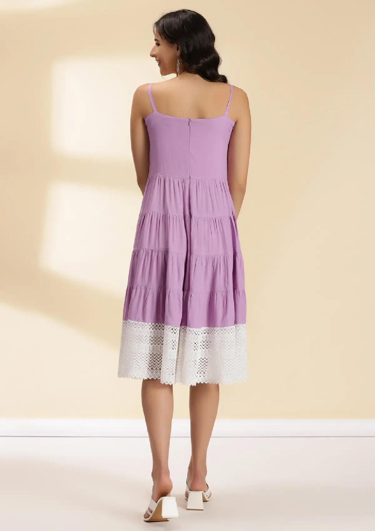 Best Pastel Grace Spaghetti Tiered Dress for women by IshqME