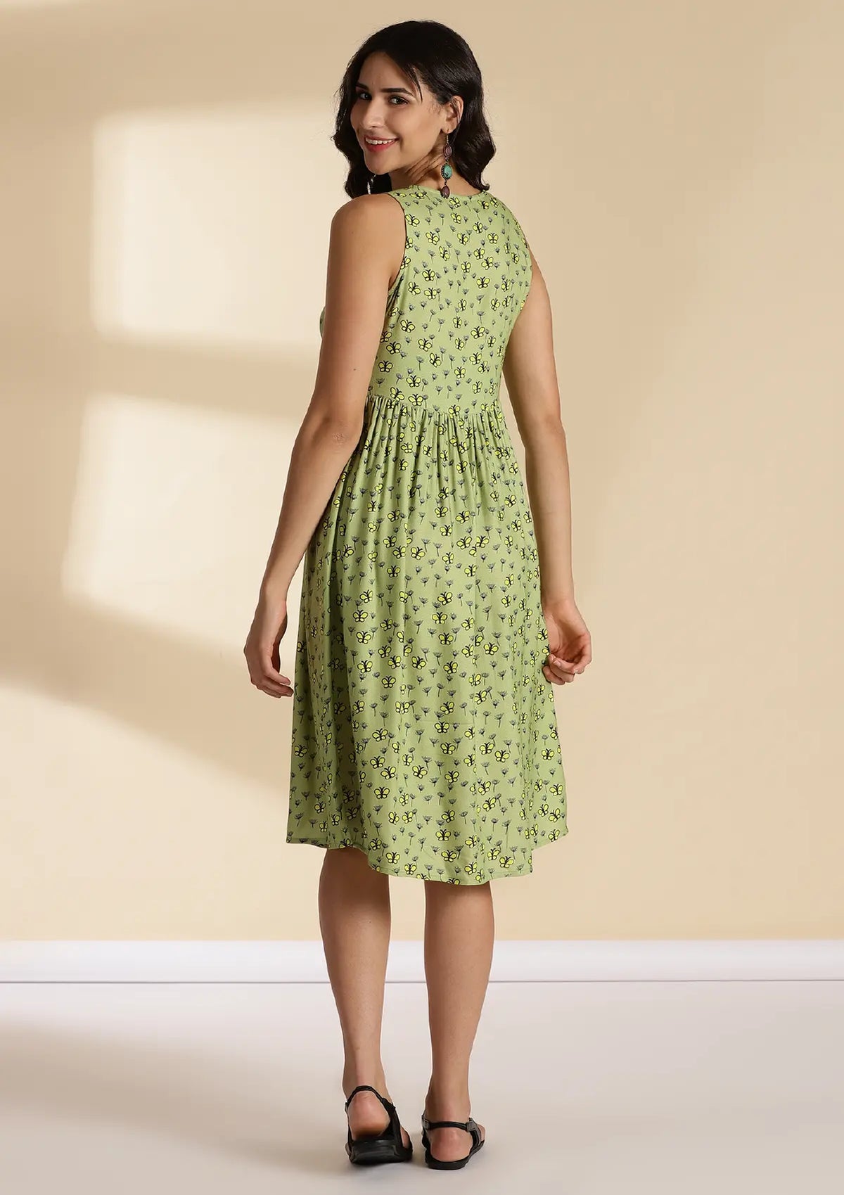 Best Serene Meadow Retro Printed A line Dress for women by IshqME