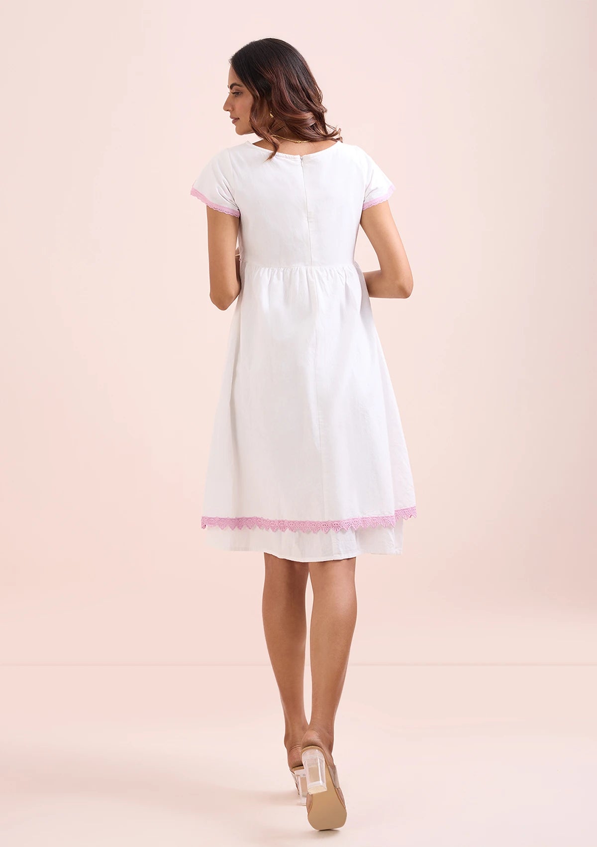 Best Snow White Petal Sleeve Empire Dress for women by IshqME