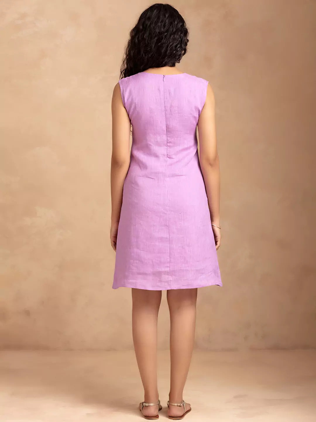 Best Supernova Violet Linen Shift Dress for women by IshqME