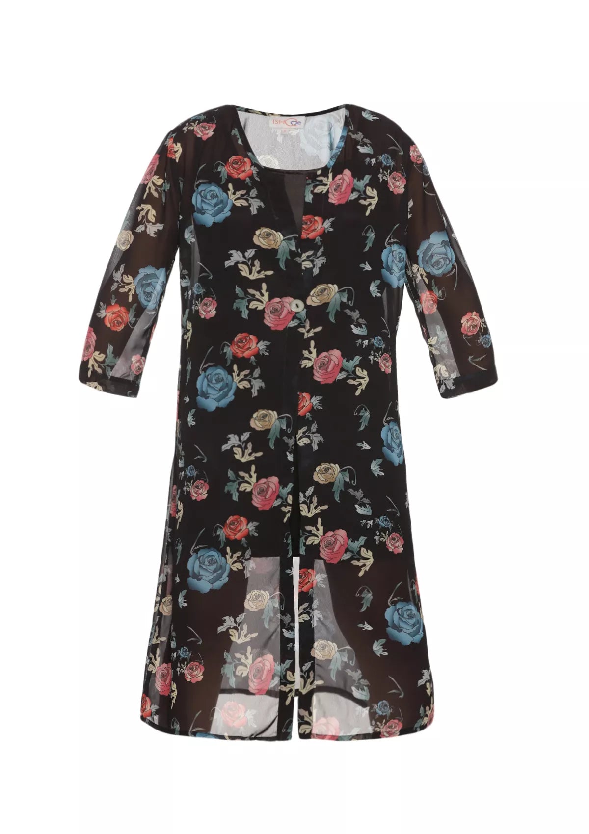 Black Rose Floral Printed Two Piece Party Dress online for women at IshqME