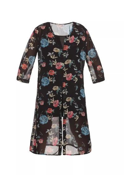 Black Rose Floral Printed Two Piece Party Dress online for women at IshqME