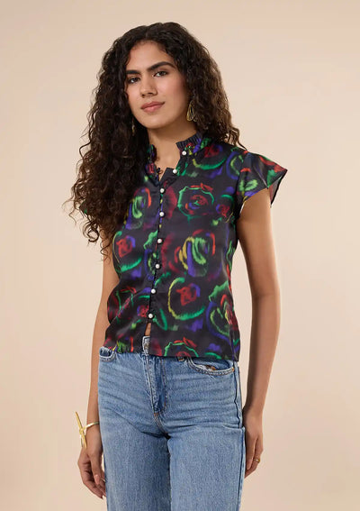 Blazing Neon Rose Top