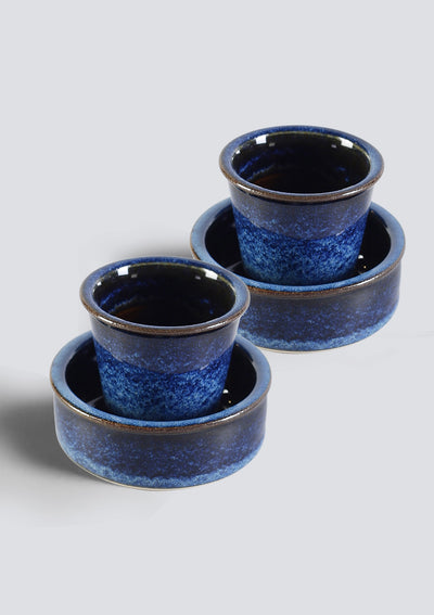 Blue Brown ceramic coffee cup set