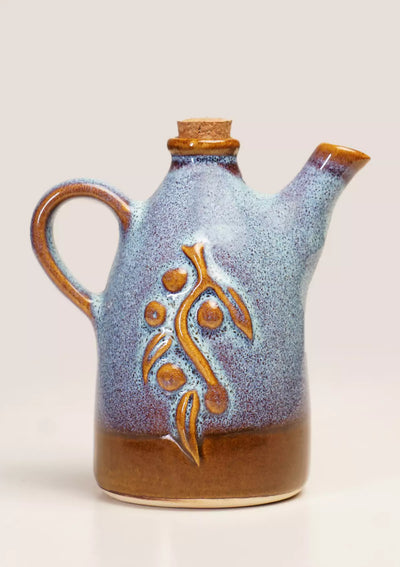 Blue Brown ceramic oil dispenser for kitchen