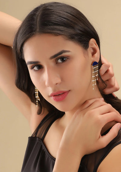 Enameled Neon Tassel Earring (Blue)