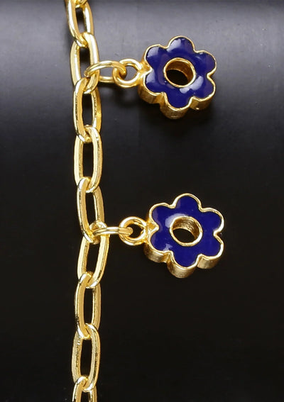 Buy Gold plated blue flower charm fashion bracelet for women
