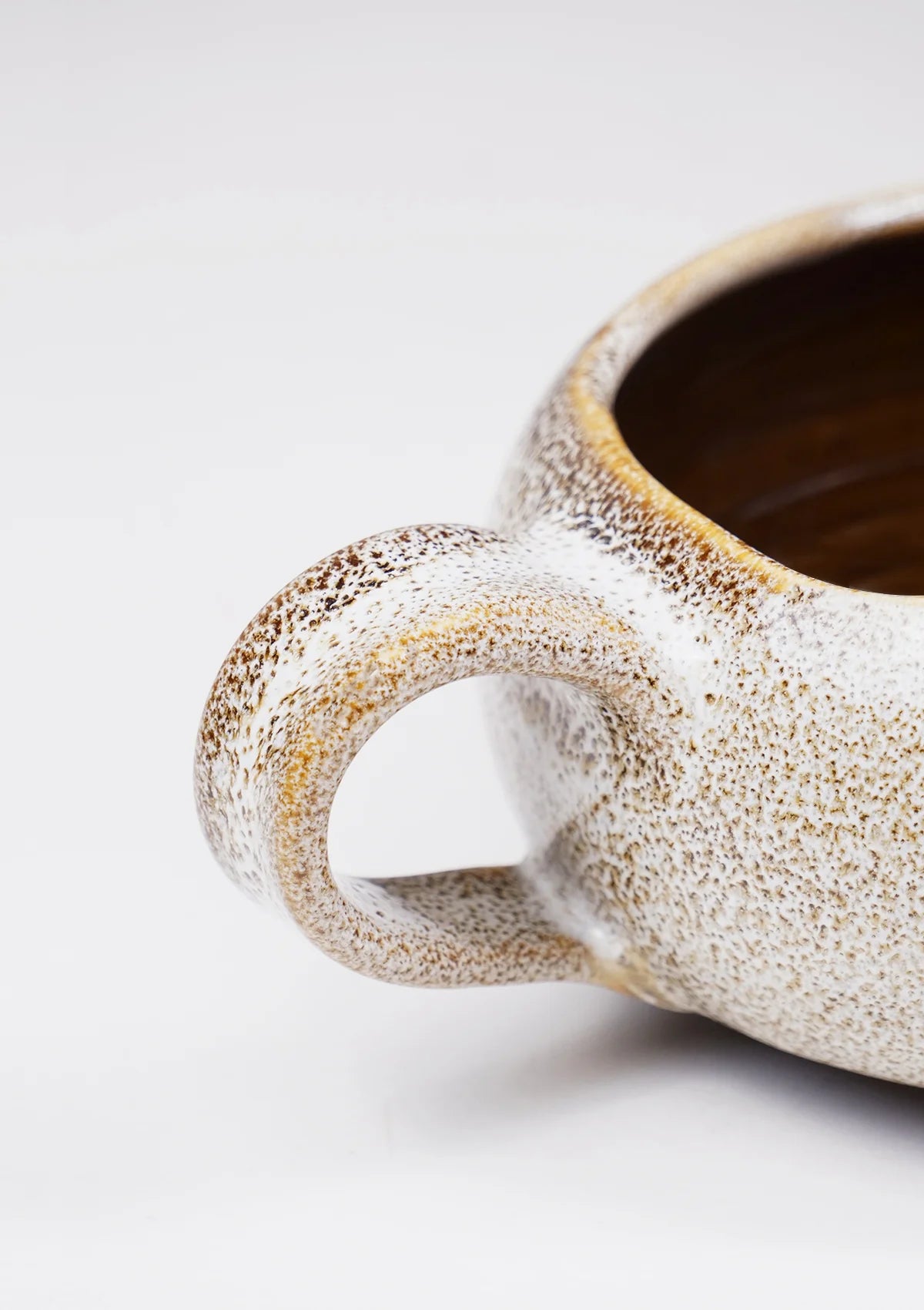 Soup Bowl with handle - Cream and brown Online