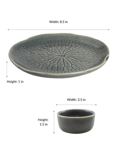 Grey green ceramic serving collection with vase