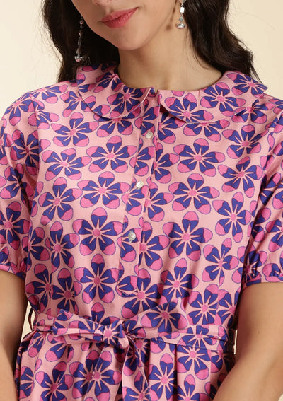 Chloris Bloom - Retro Floral Printed Dress