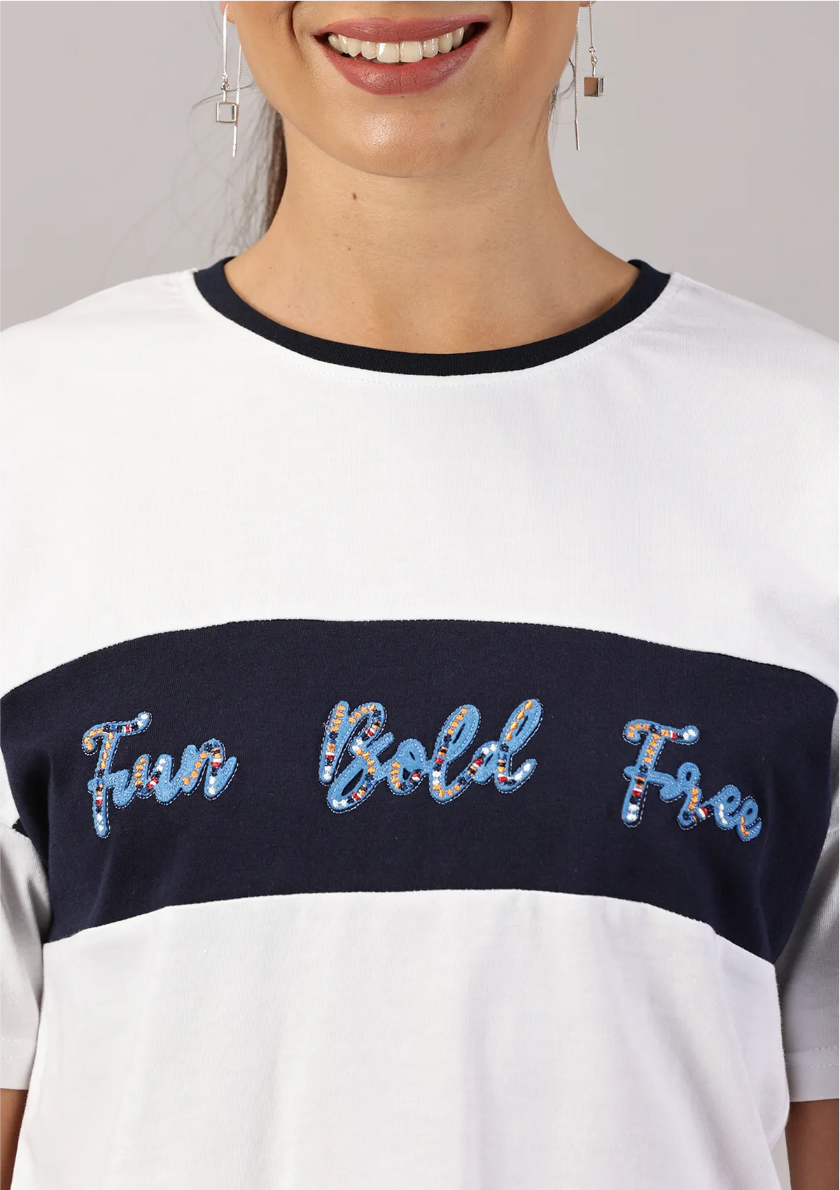 Buy Embroidered Cut Panel t-shirt for women at IshqME