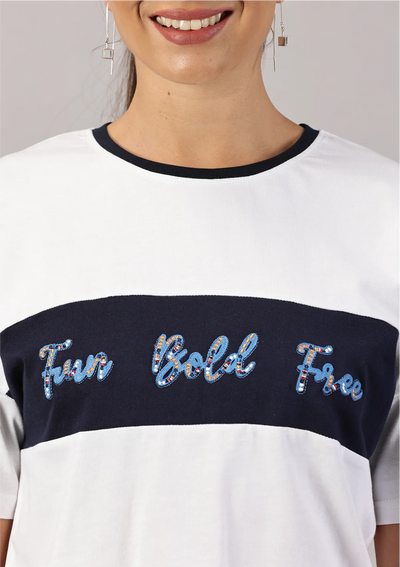 Buy Embroidered Cut Panel t-shirt for women at IshqME
