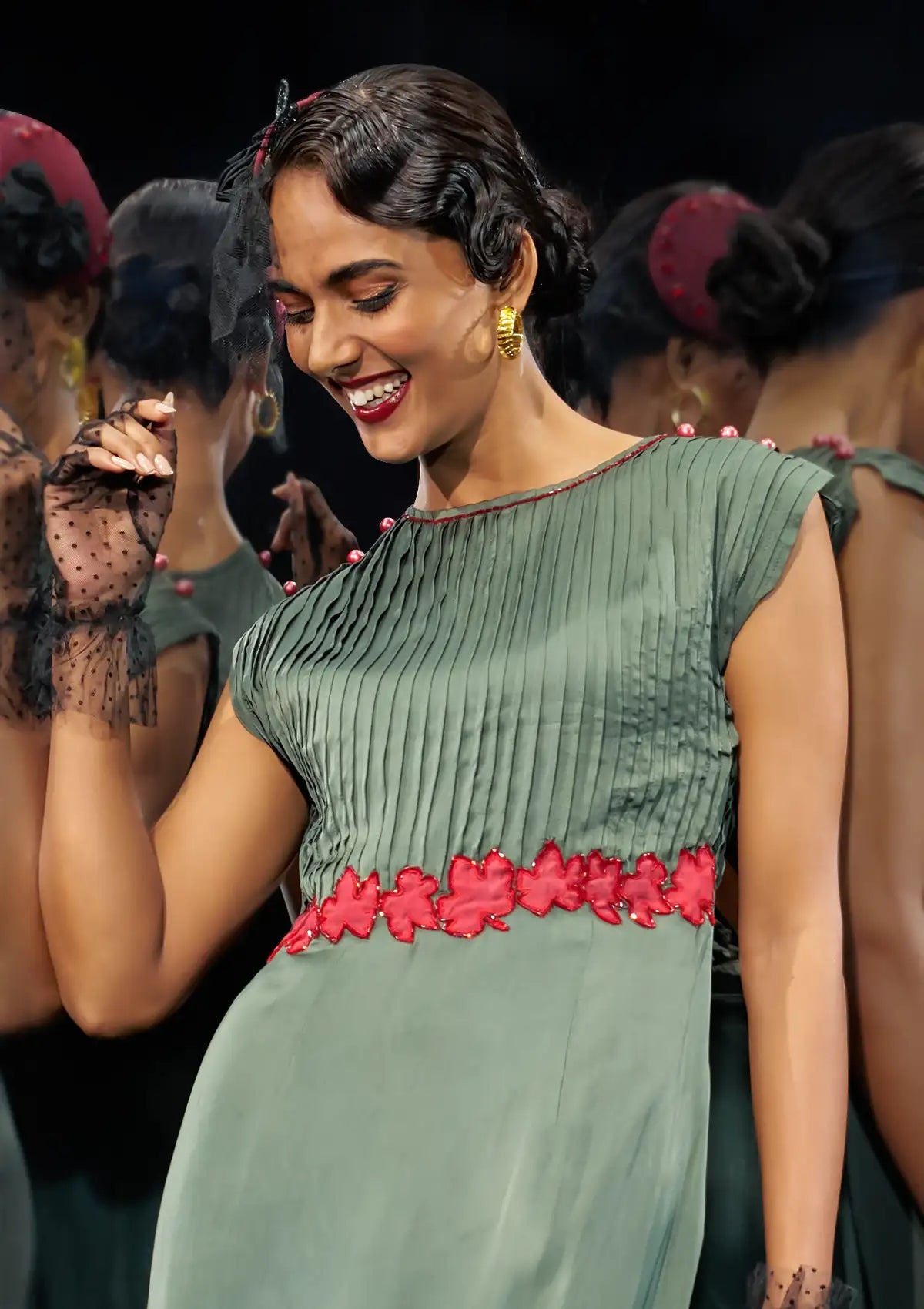 Buy Emerald Dew Dark Olive Butter Crepe Cocktail Dress online for women at IshqME