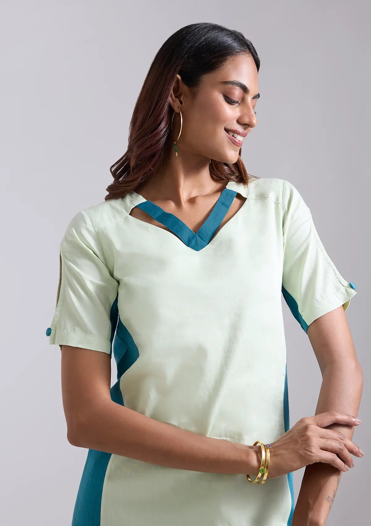Buy Fairuza Structured Teal Green Dress online for women at IshqME