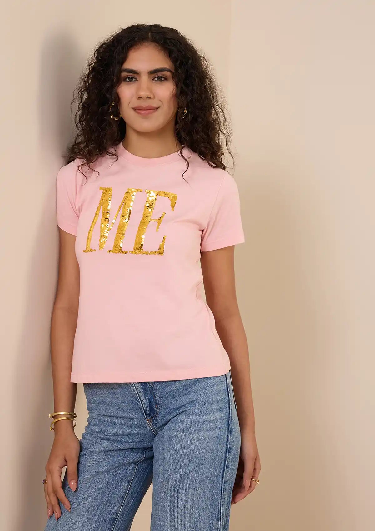 Buy Reversible Sequin (Pink) t-shirt online at IshqME