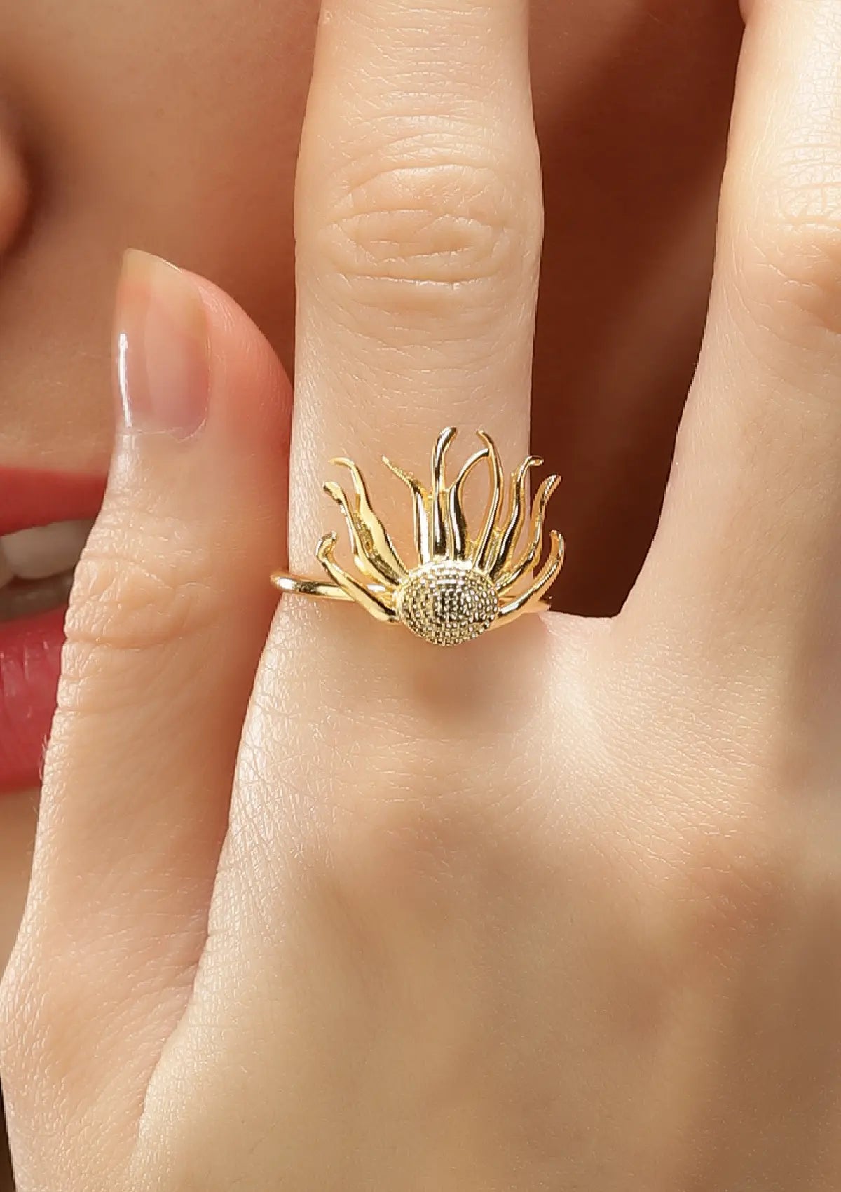 Cascading Flower gold plated ring for women