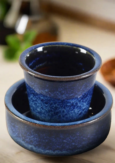 Ceramic filter coffee set in Blue Brown
