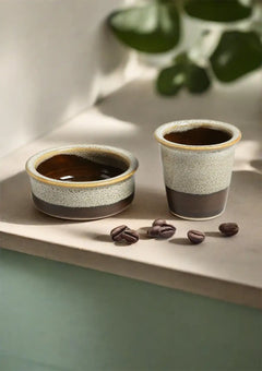 Filter coffee set of 2 - Cream and brown