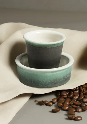 Filter coffee set of 2- Green and white