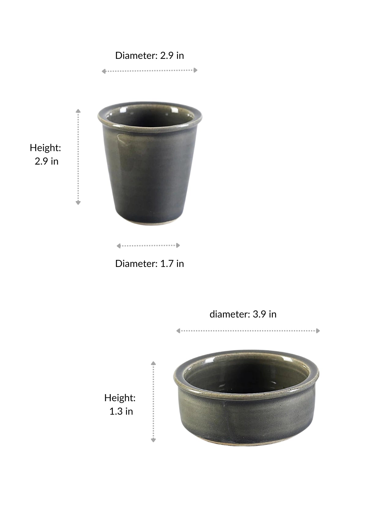 Ceramic coffee set of two in Grey