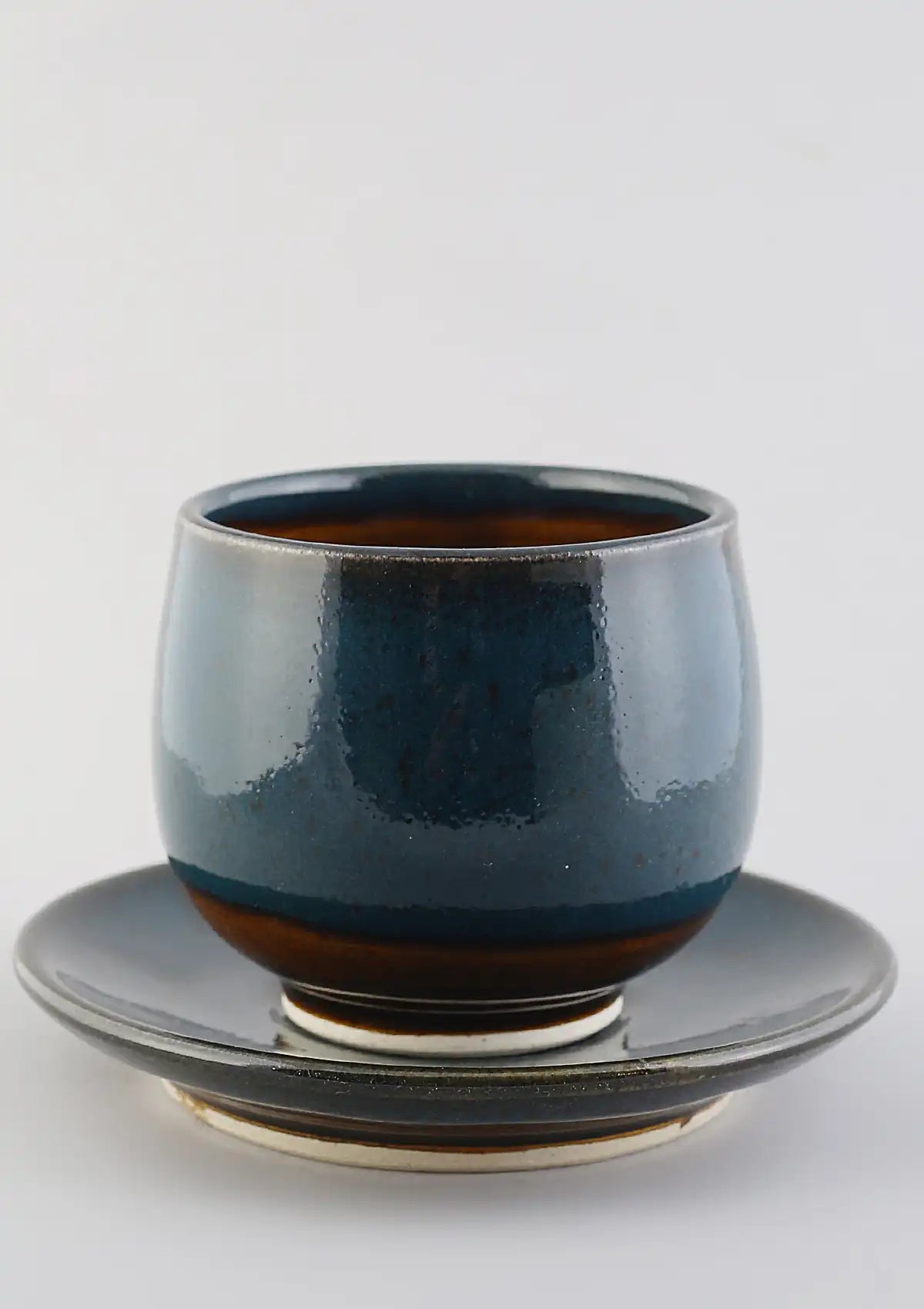 Ceramic tableware for home - No handle cup saucer - Blue Green