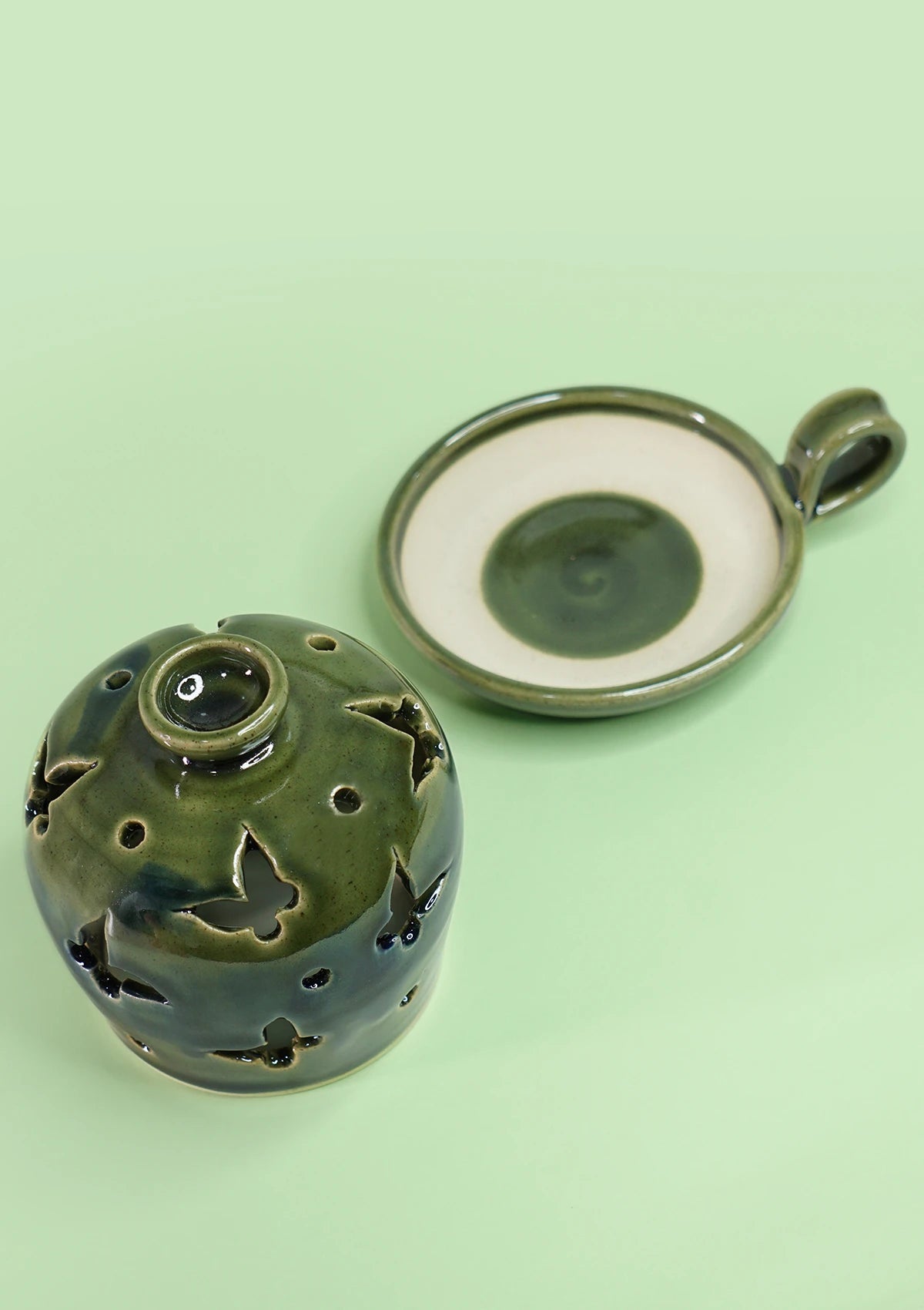 Ceramic tableware for home - Pine Green Candle Holder