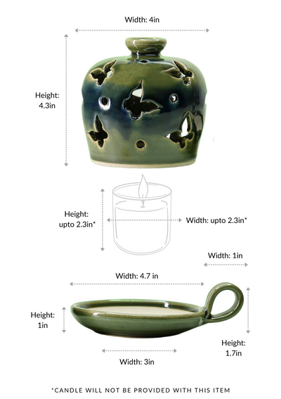 Ceramic dining accessory - Pine Green Candle Holder