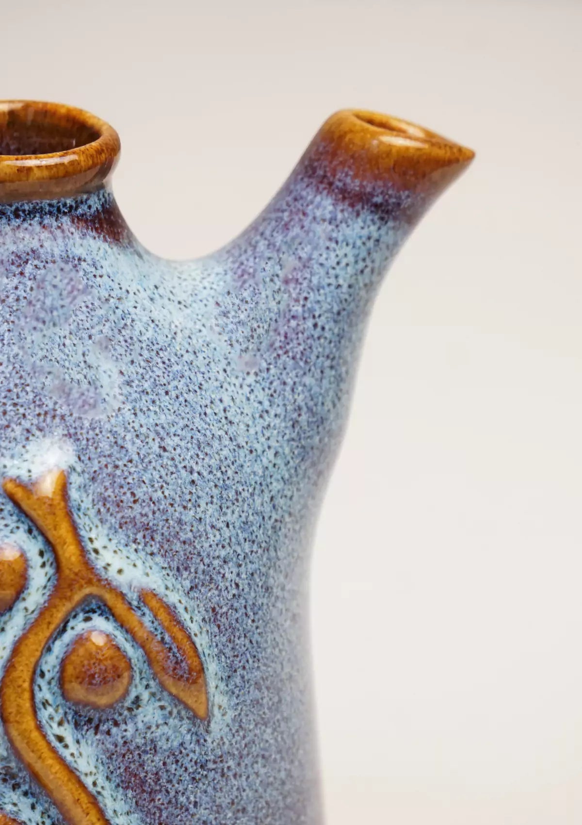 Blue Brown ceramic dispenser for cooking oil